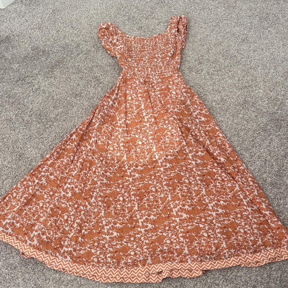Free People ultraviolet Flower Rust Patterned Maxi Dress